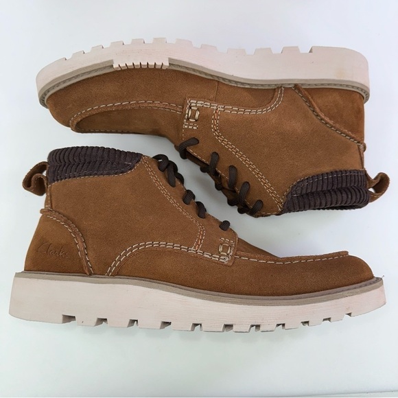 Clarks Men's Collection Barnes Mid Comfort Boots Cola Suede New - Picture 2 of 9
